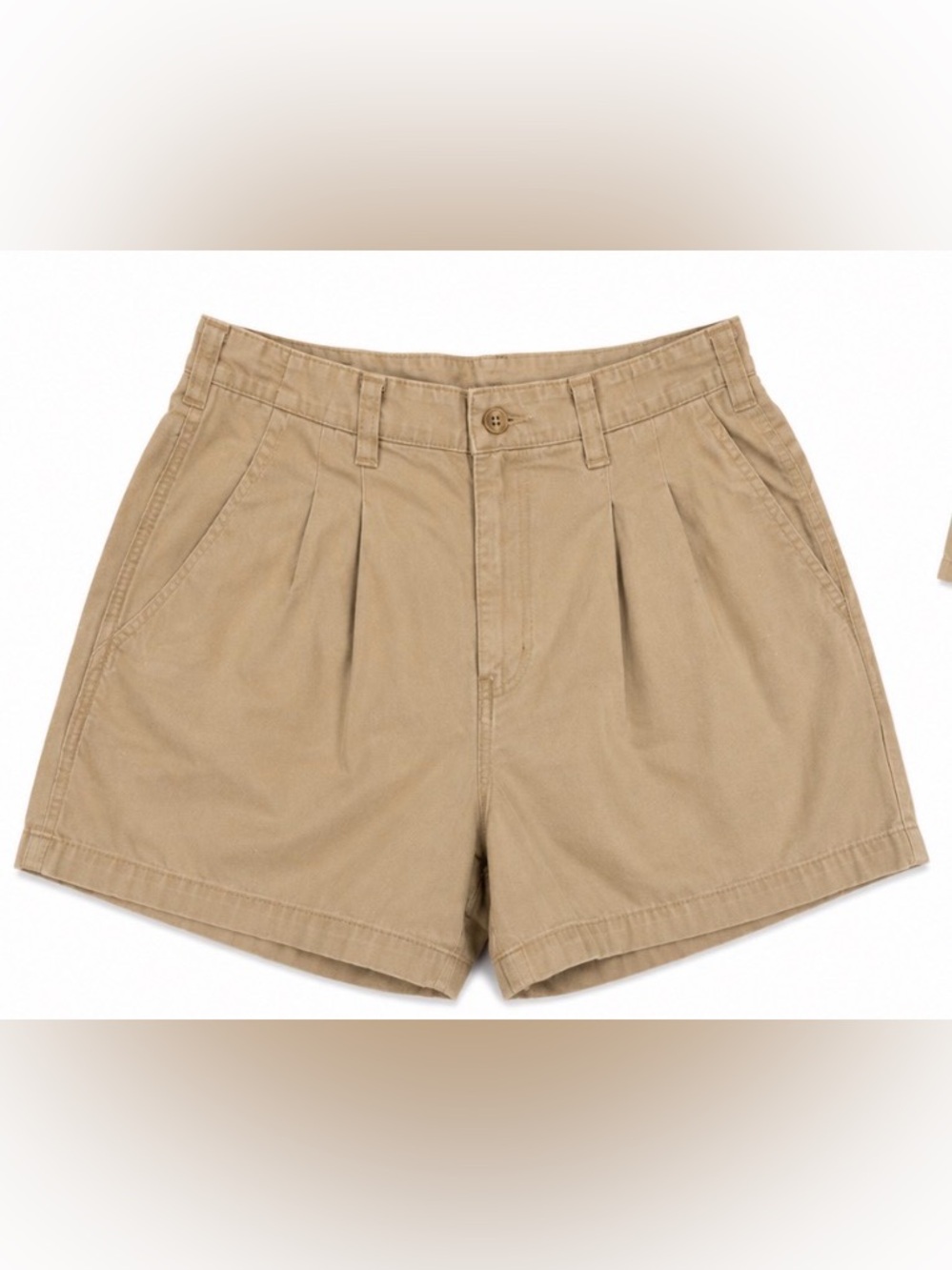 Vintage Essentials Style Khaki Pleated Shorts – Size 10